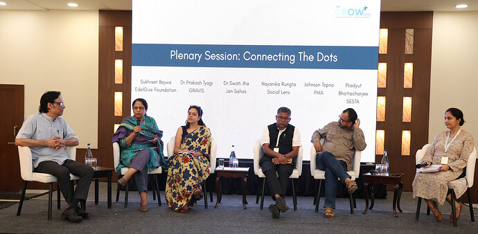 Dr. Swati Jha of Jan Sahas participating in a panel discussion at the GROW+ Convening in Jodhpur, July 2026