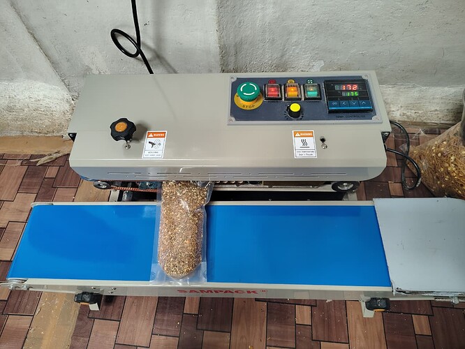 The newly procured sealing machine is being used at the Dharani Organic Farmers’ Cooperative.