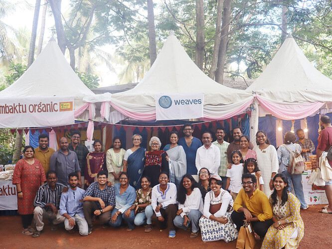 Employees of The Timbaktu Collective, Mary Vattamattam (Co-founder, Timbaktu Collective), and Mercy Kappen (Founder, Visthar), at Bhoomi Habba earth festival, held at Visthar, Bengaluru