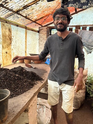 Guru Manikandan, apprentice exrraordinary learns how to make potting mixes
