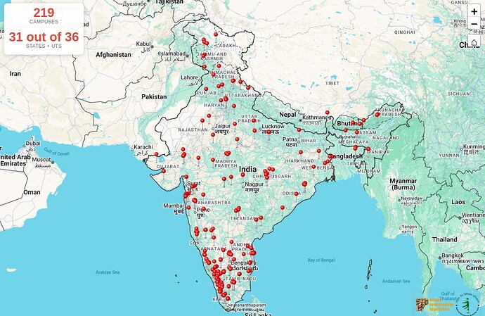Registered college/university campuses for the Campus Biodiversity Register