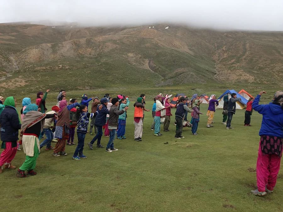 A group of children during a nature camp in Spiti Kalzang Gurmet